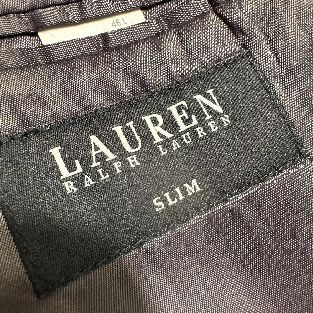 RALPH LAUREN Slim fit Mens Blazer Sport Coat 2-Button Suit Jacket 46L WOOL Gray